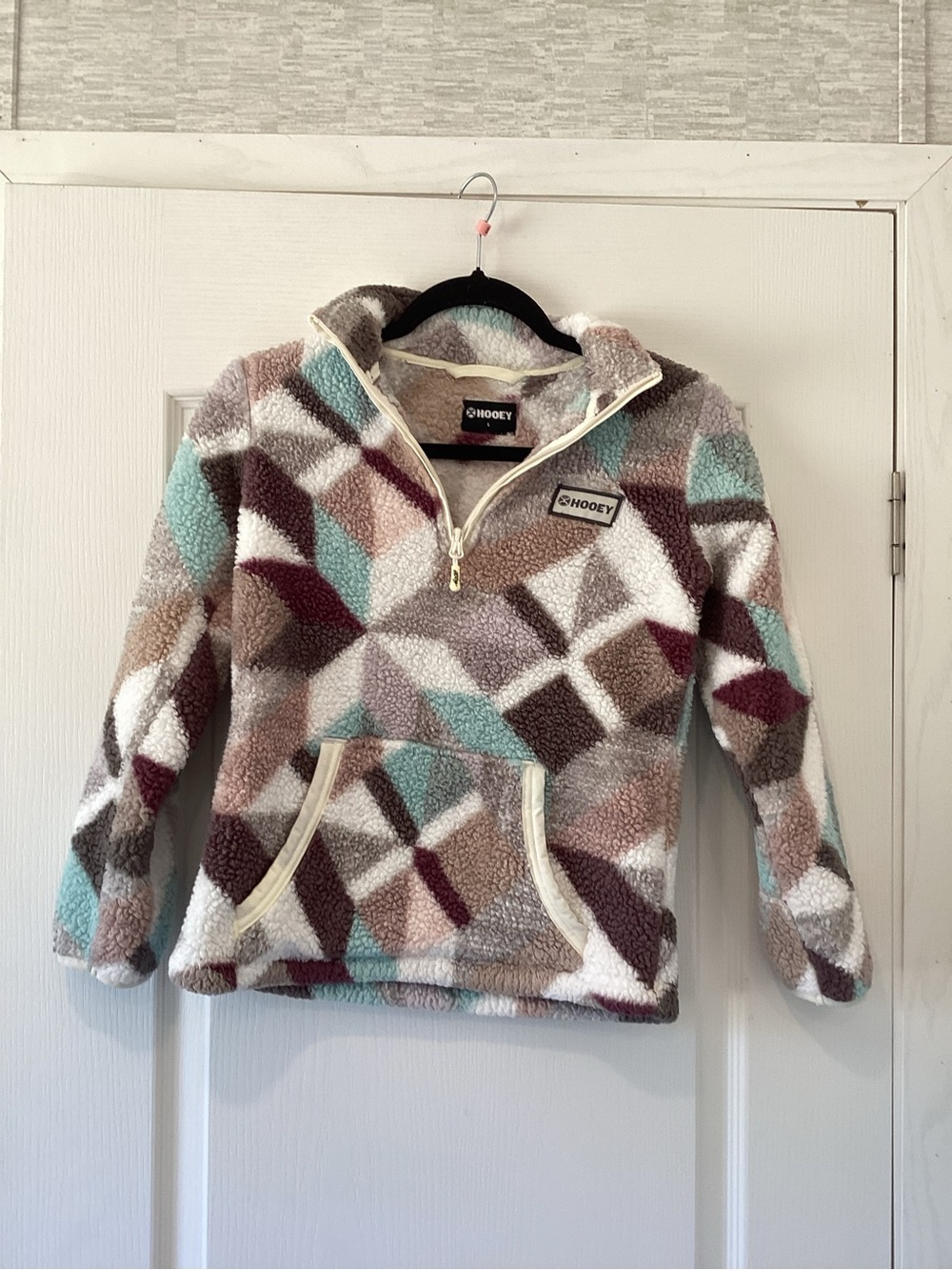 Hooey Kids' Geometric Sherpa Pullover L EUC